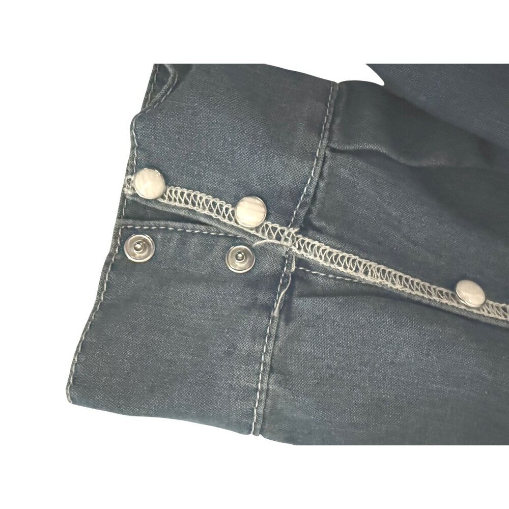 True Religion Mens Blue Denim Graphic Logo Chambray Long Sleeve Shirt Sz L New - Picture 6 of 9